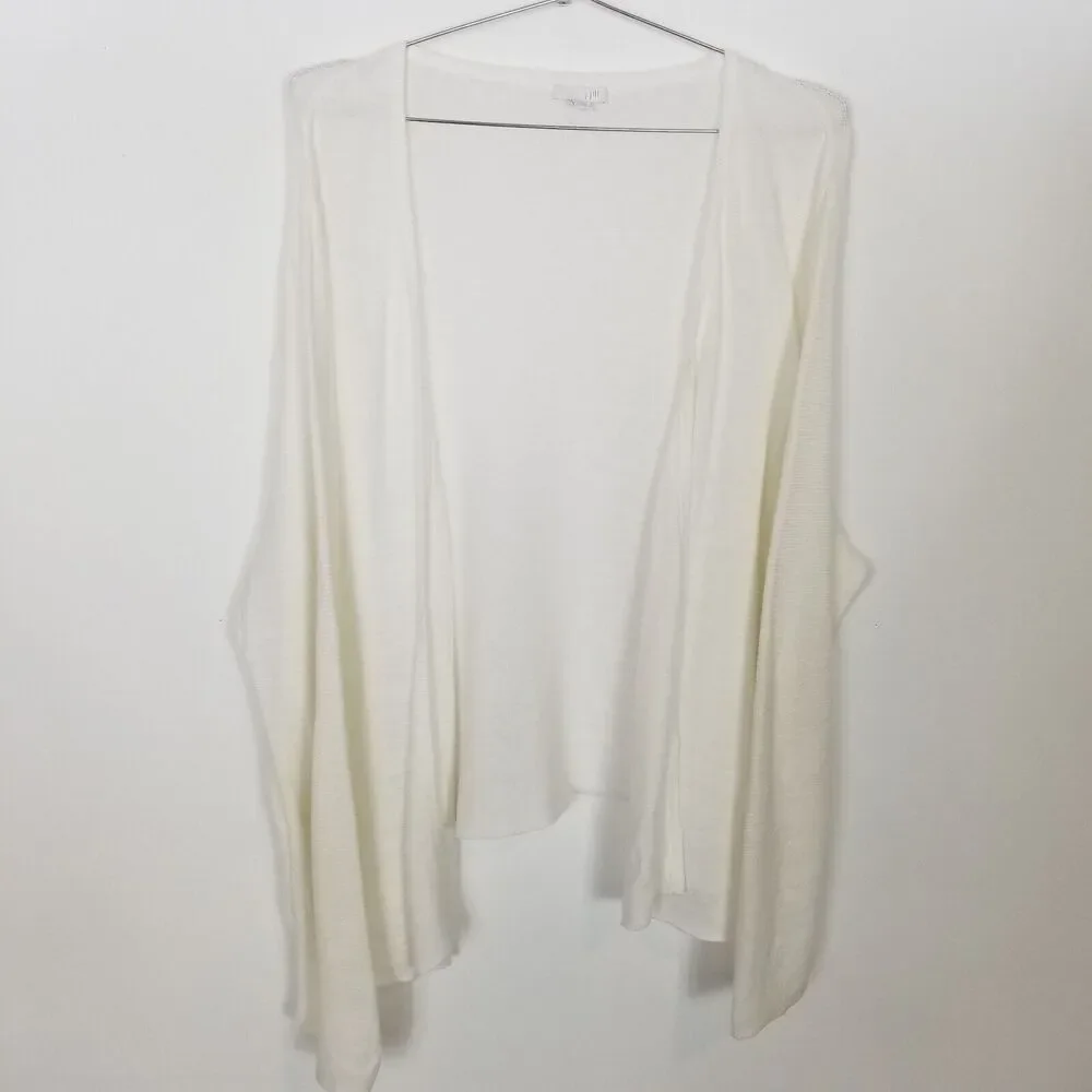 J.Jill Women Plus‎ Linen Blend Cardigan Sweater Sz 3X White Open Front Beach